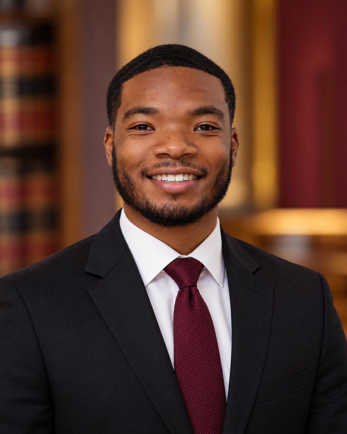Professional headshot of Keelan D. Wilson in a dark suit and burgundy tie